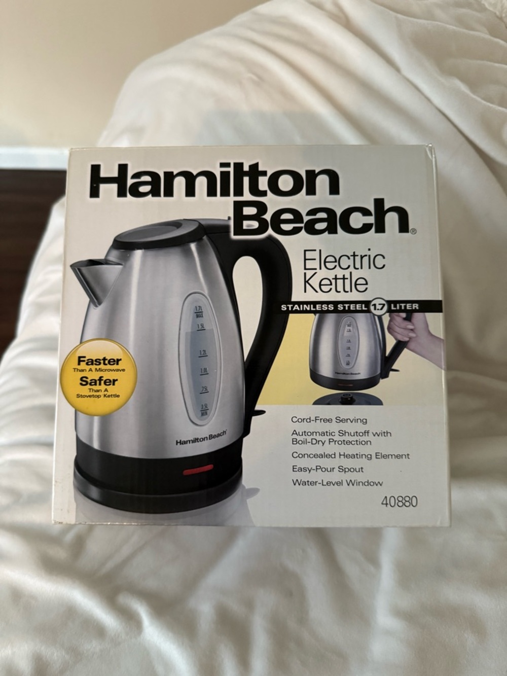 Hamilton Beach Cord-Free Stainless Steel Kettle - Silver & Black NWT